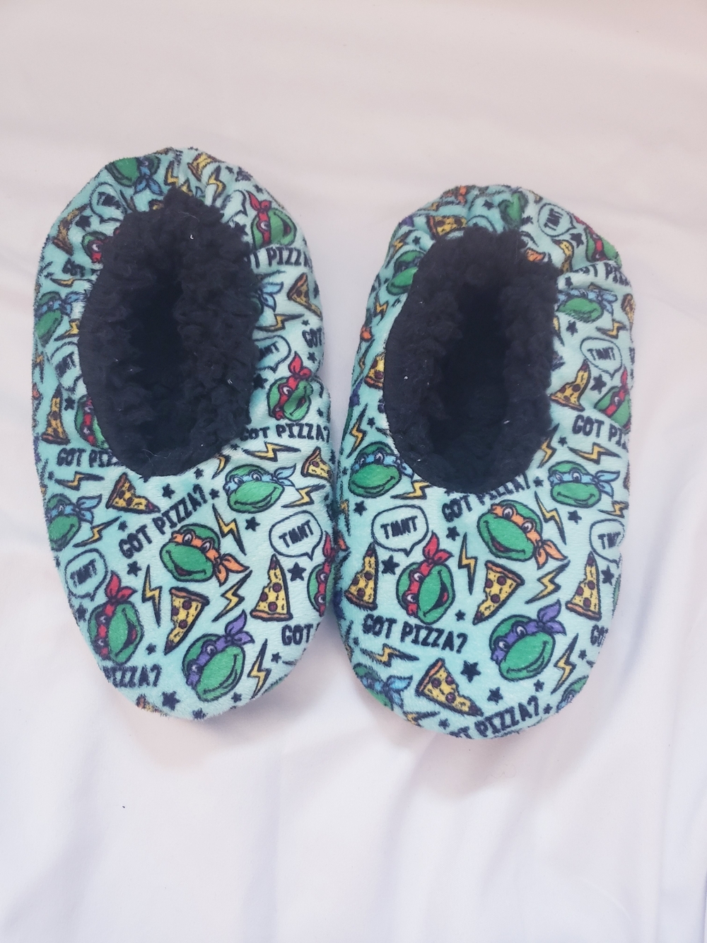 Boys 9/10 TMNT Ninja Turtle Print Slip-On Slippers